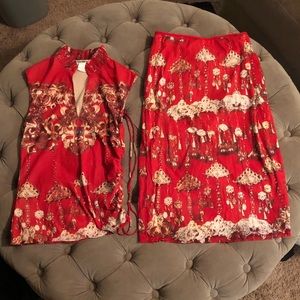 Red top and skirt combo!